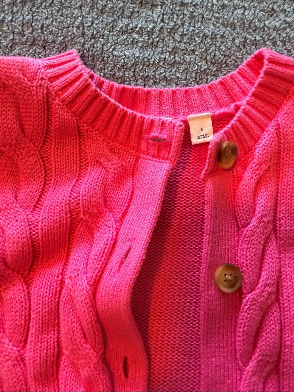 GAP Bright Pink Cable-Knit Cardigan
